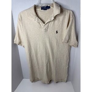 Polo Ralph Lauren Mens Small Beige Heathered Short Sleeve Polo Shirt